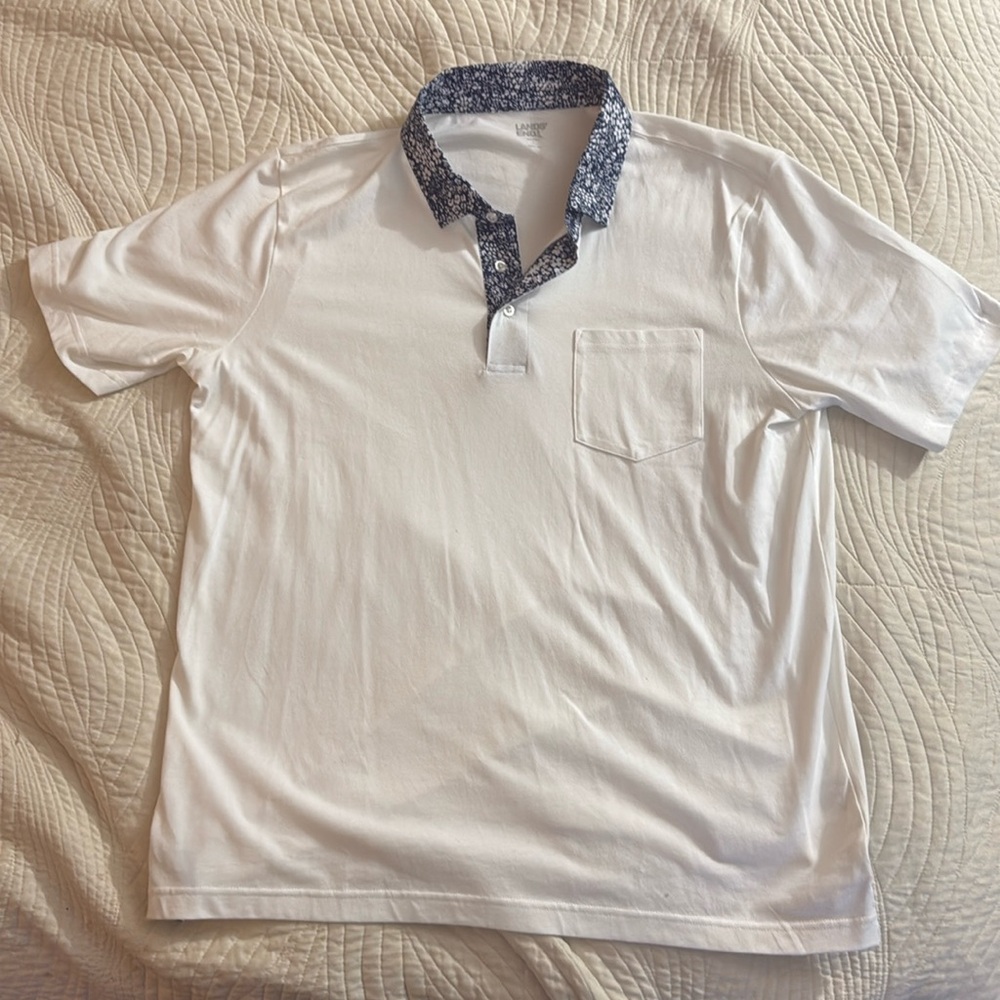 Land's End Poplin Print Polo Large New Without Tags